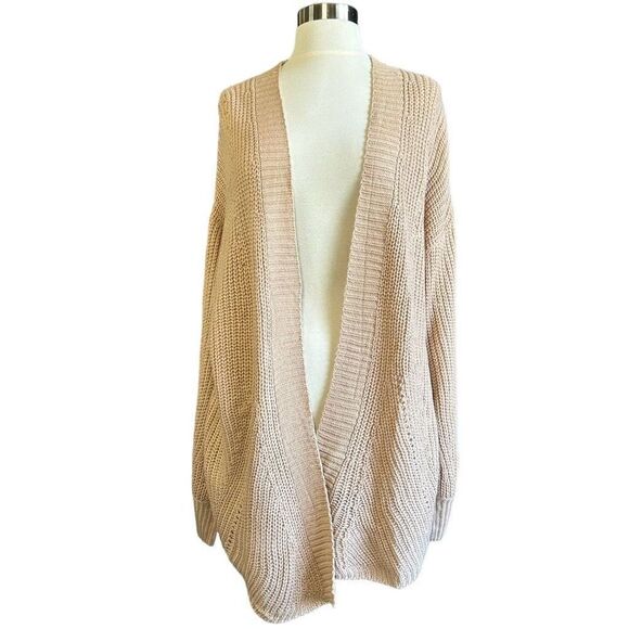 Nine 1 Eight Open Front Knit Sweater Cardigan Tan - Picture 2 of 15